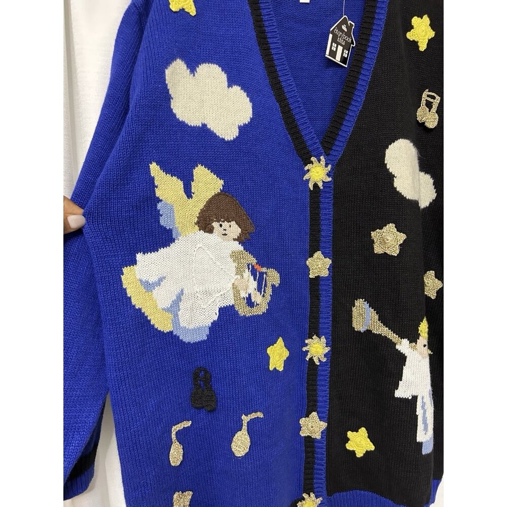 Vtg StoryBook Knits Sweater Cardigan Blue Angels Women's HSN Embroidered XL - Picture 4 of 6